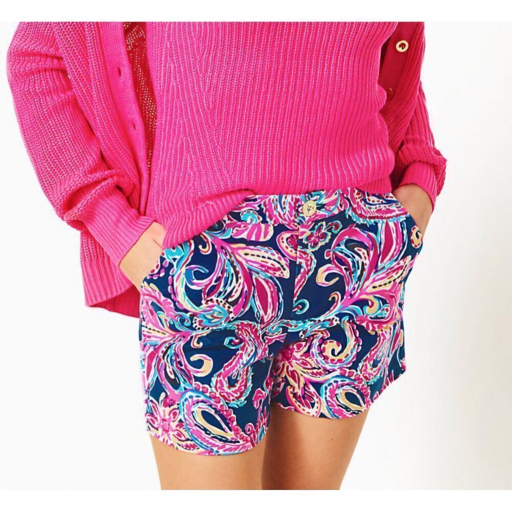 NWT Lilly Pulitzer 2 Women Shorts Gretchen High Rise 5" Multi Flitting About $78